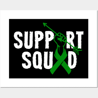 Support Squad Liver Cancer Awareness carcinoma green Ribbon Posters and Art